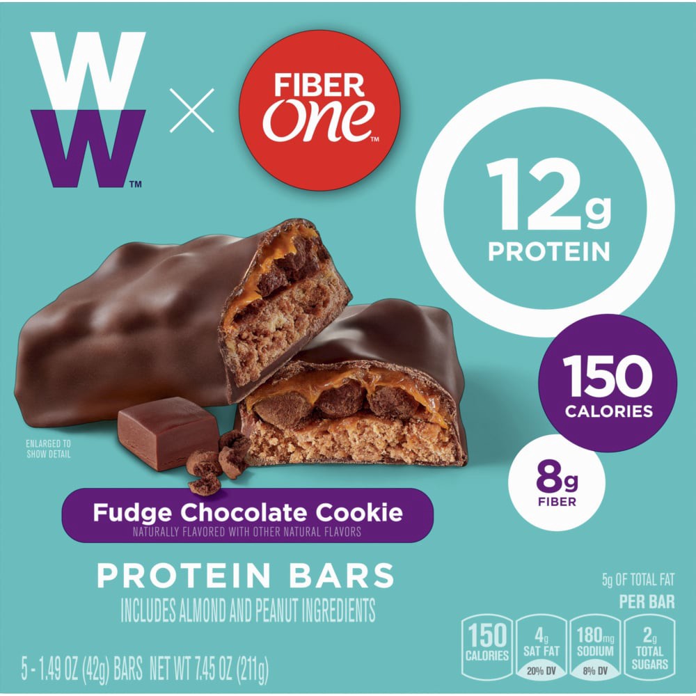 Fiber One Weight Watchers Fudge Chocolate Cookie Protein Bars 5 Count