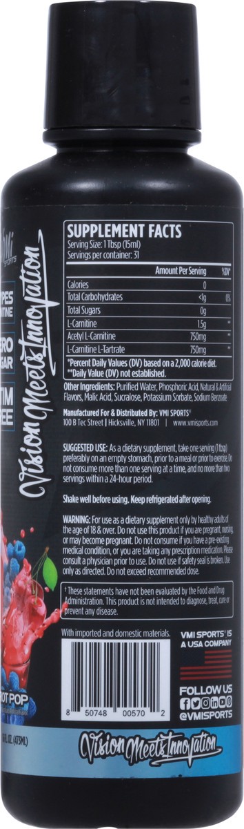 slide 11 of 13, VMI Sports L-Carnitine 3000 Patriot Pop Liquid Metabolic Support 16 fl oz, 16 fl oz