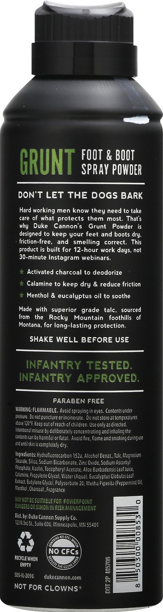 slide 6 of 11, Duke Cannon Grunt Powder Foot & Boot Spray 7 oz, 1 ct