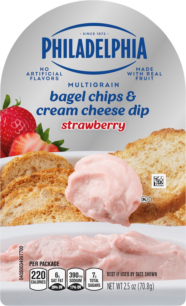 slide 8 of 9, Philadelphia Multigrain Bagel Chips & Strawberry Cream Cheese Dip, 2.5 oz Tray, 2.5 oz