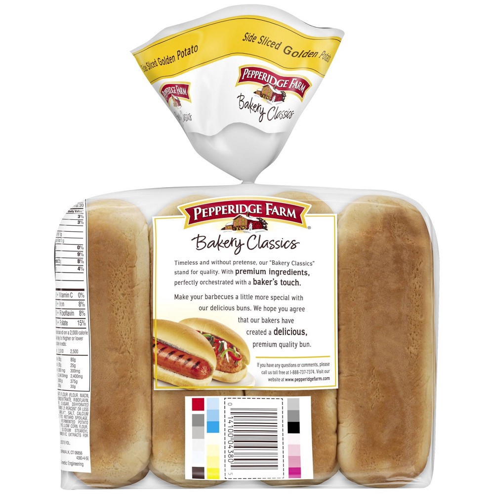 slide 5 of 7, Pepperidge Farm Top Sliced Golden Potato Hot Dog Buns, 14.000 oz
