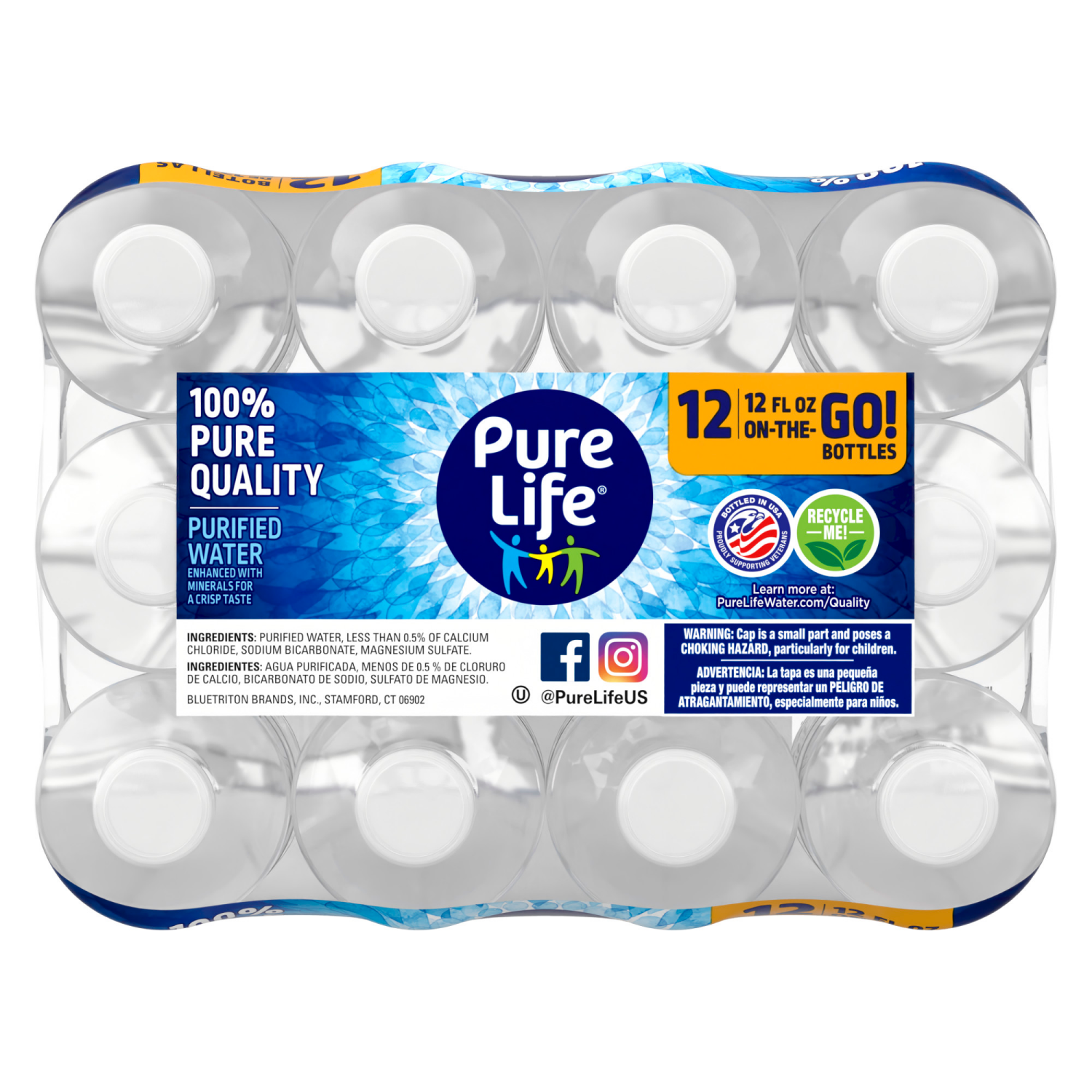 slide 3 of 5, Pure Life Purified Water, 12 Fl Oz, Plastic Bottled Water, Pack of 12, 12 ct
