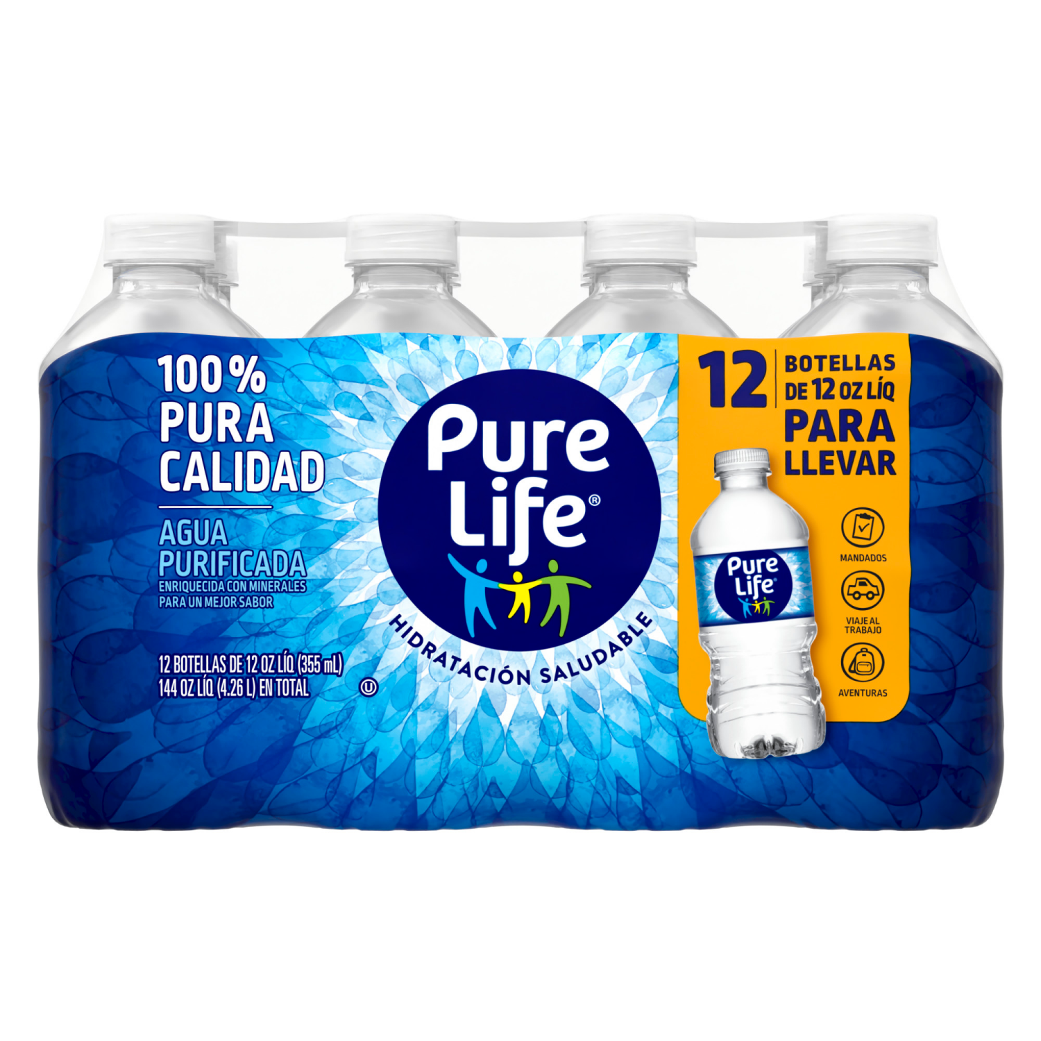slide 5 of 5, Pure Life Purified Water, 12 Fl Oz, Plastic Bottled Water, Pack of 12, 12 ct