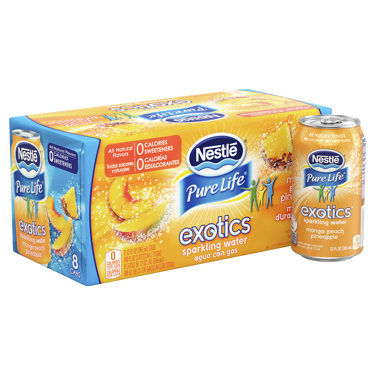 slide 3 of 4, Nestlé Pure Life Mango Peach Pineapple Sparkling Water - 8 ct; 12 oz, 8 ct; 12 oz