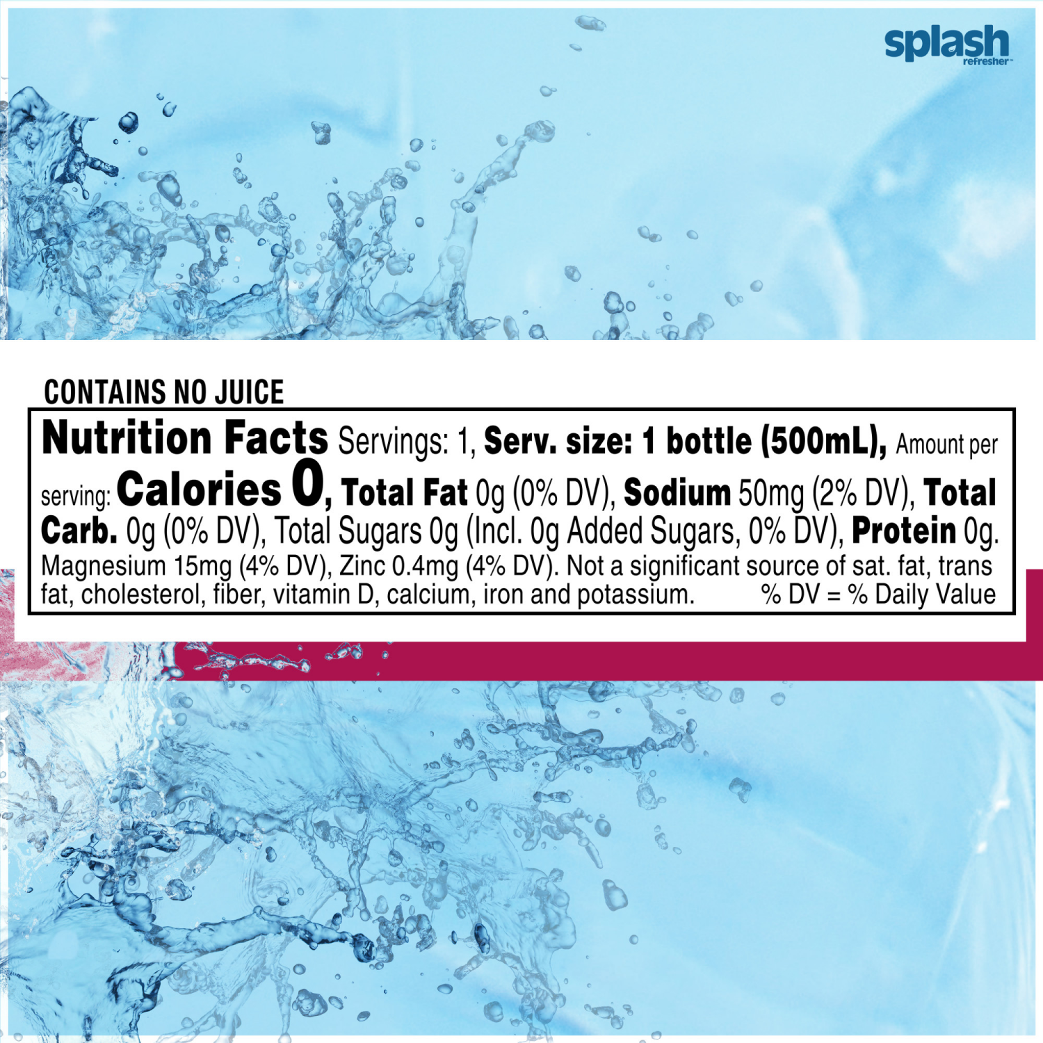 slide 3 of 8, Splash Refresher Wild Berry Flavored Water, 16.9 fl oz, 6 Pack, 6 ct