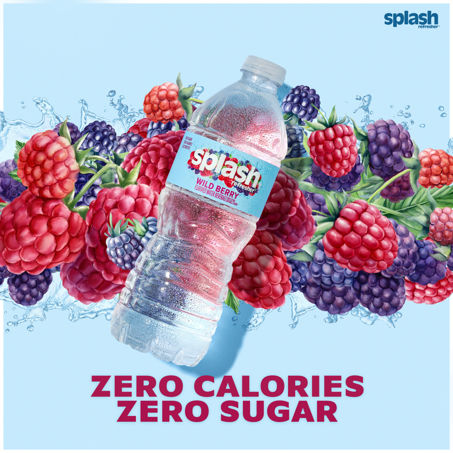 slide 4 of 8, Splash Refresher Wild Berry Flavored Water, 16.9 fl oz, 6 Pack, 6 ct