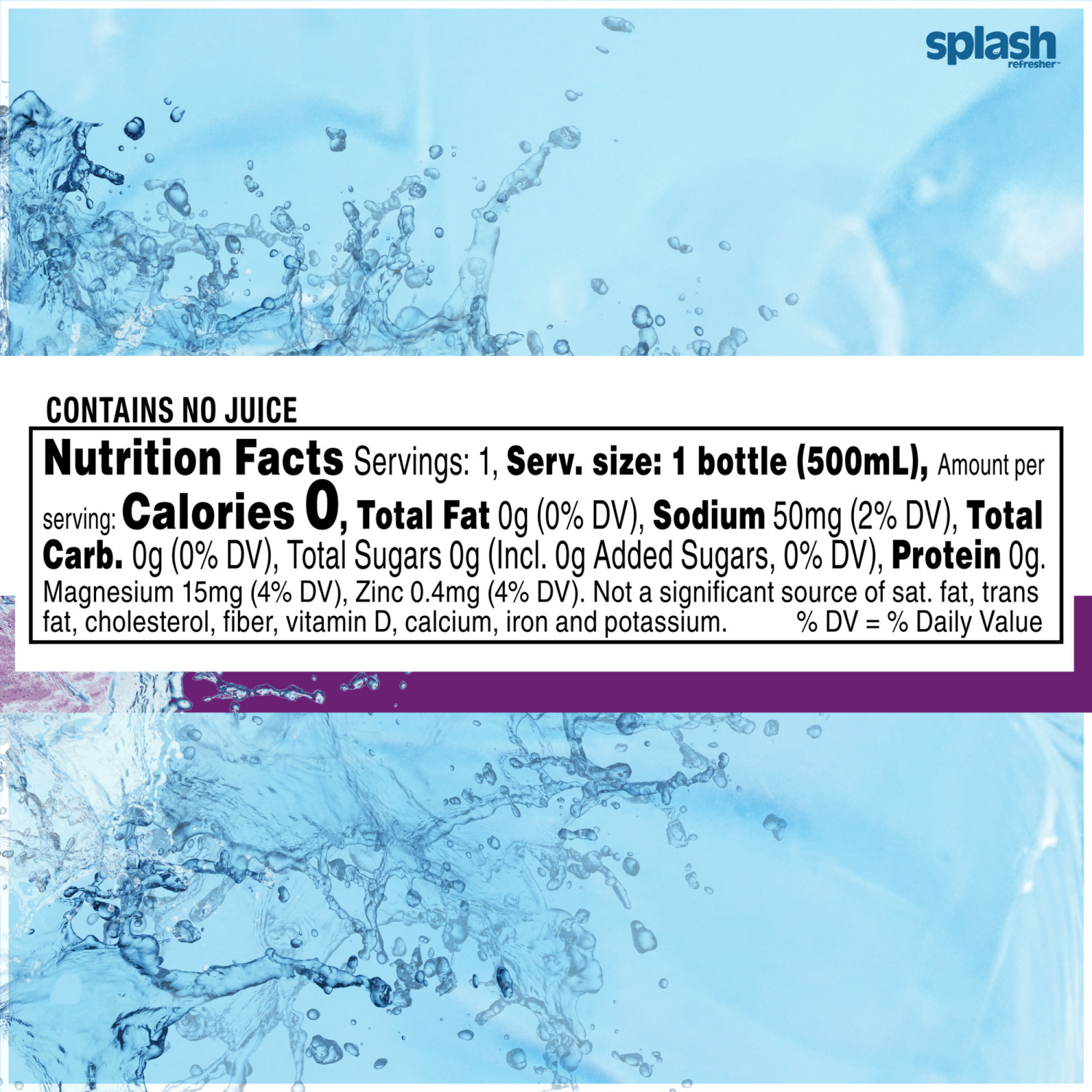slide 3 of 8, Splash Refresher Acai Grape Flavored Water, 16.9 fl oz, 6 Pack, 6 ct