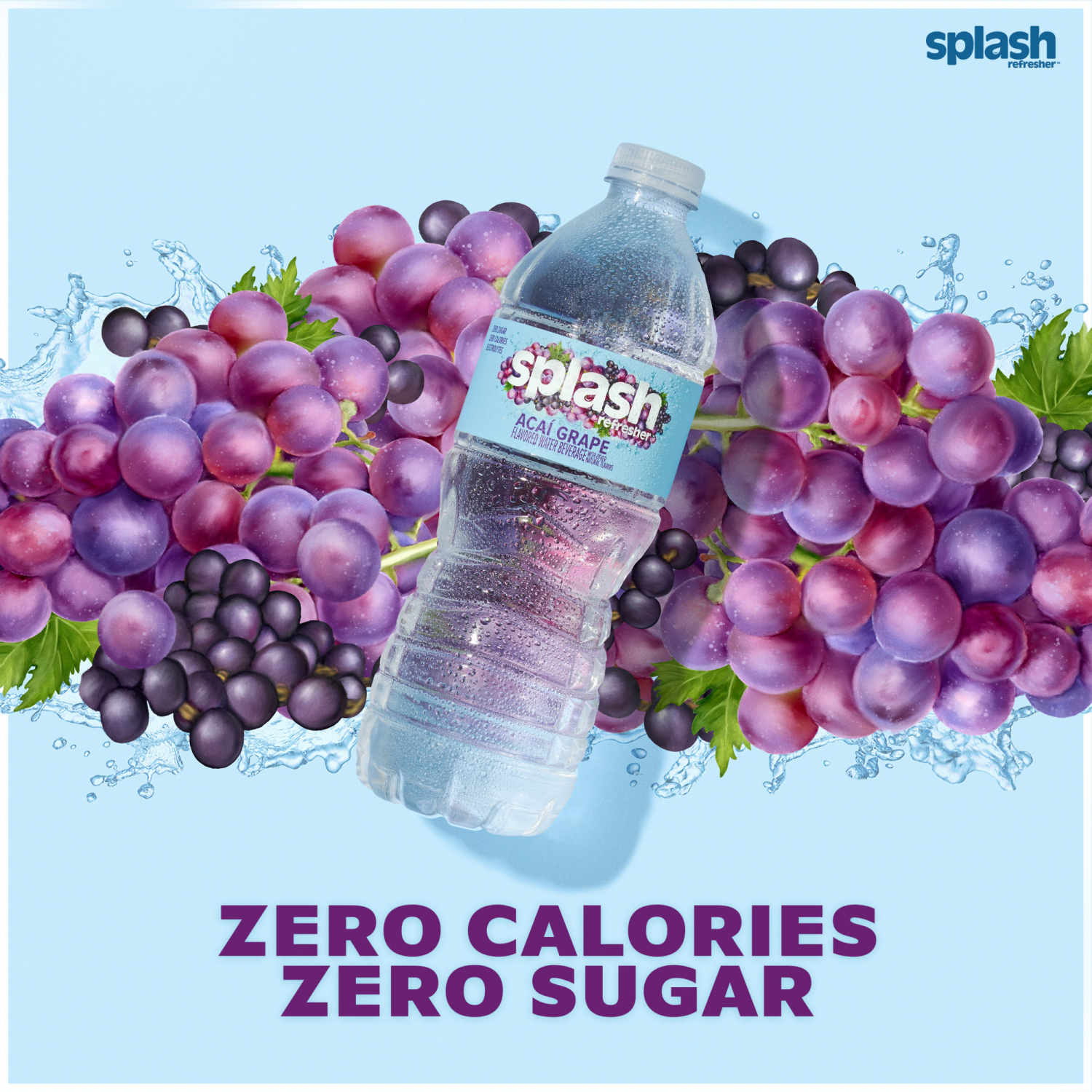 slide 4 of 8, Splash Refresher Acai Grape Flavored Water, 16.9 fl oz, 6 Pack, 6 ct