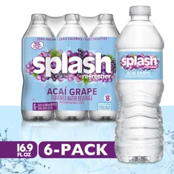 Splash Refresher Acai Grape Flavored Water, 16.9 fl oz, 6 Pack