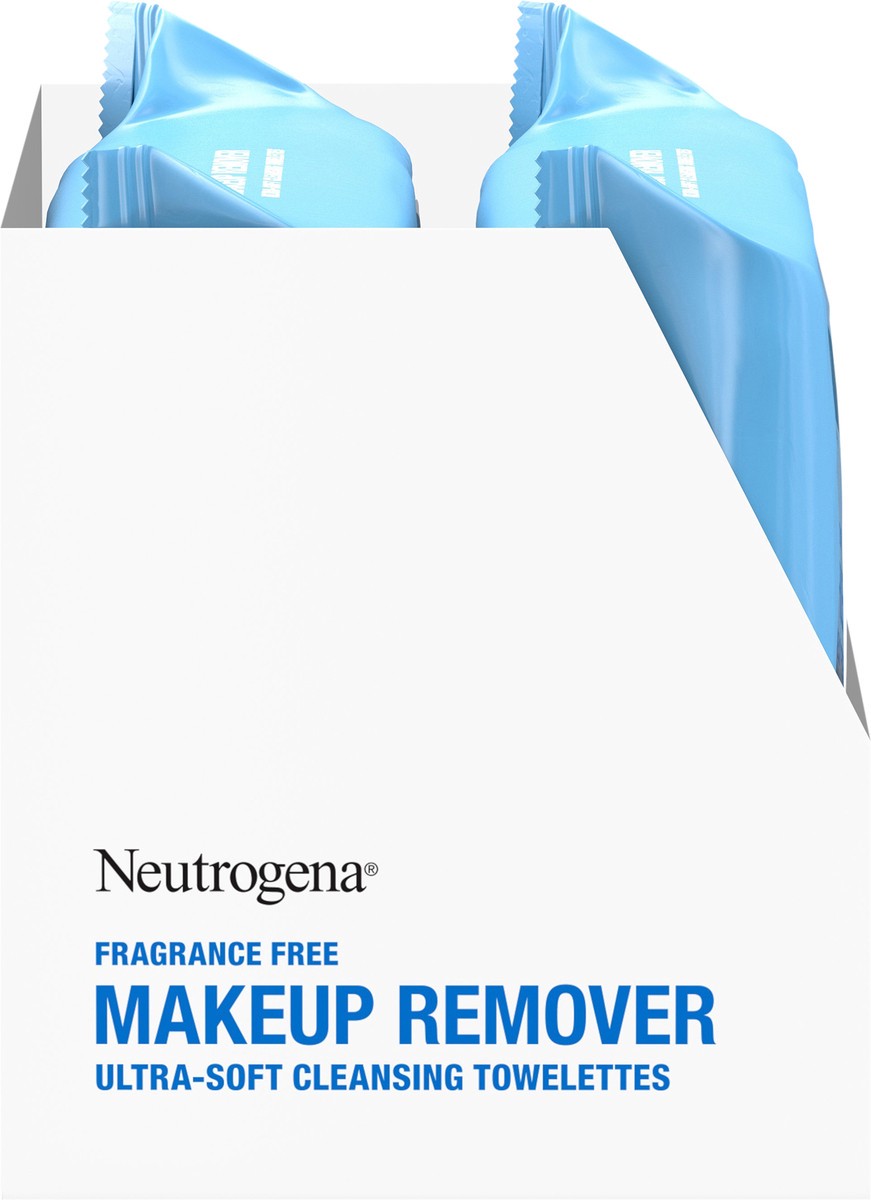 slide 6 of 10, Neutrogena Fragrance-Free Makeup Remover Wipes, Daily Facial Cleanser Towelettes, Gently Removes Oil & Makeup, Alcohol-Free Makeup Wipes, Twin Pack, 2 x 25 ct, 50 ct