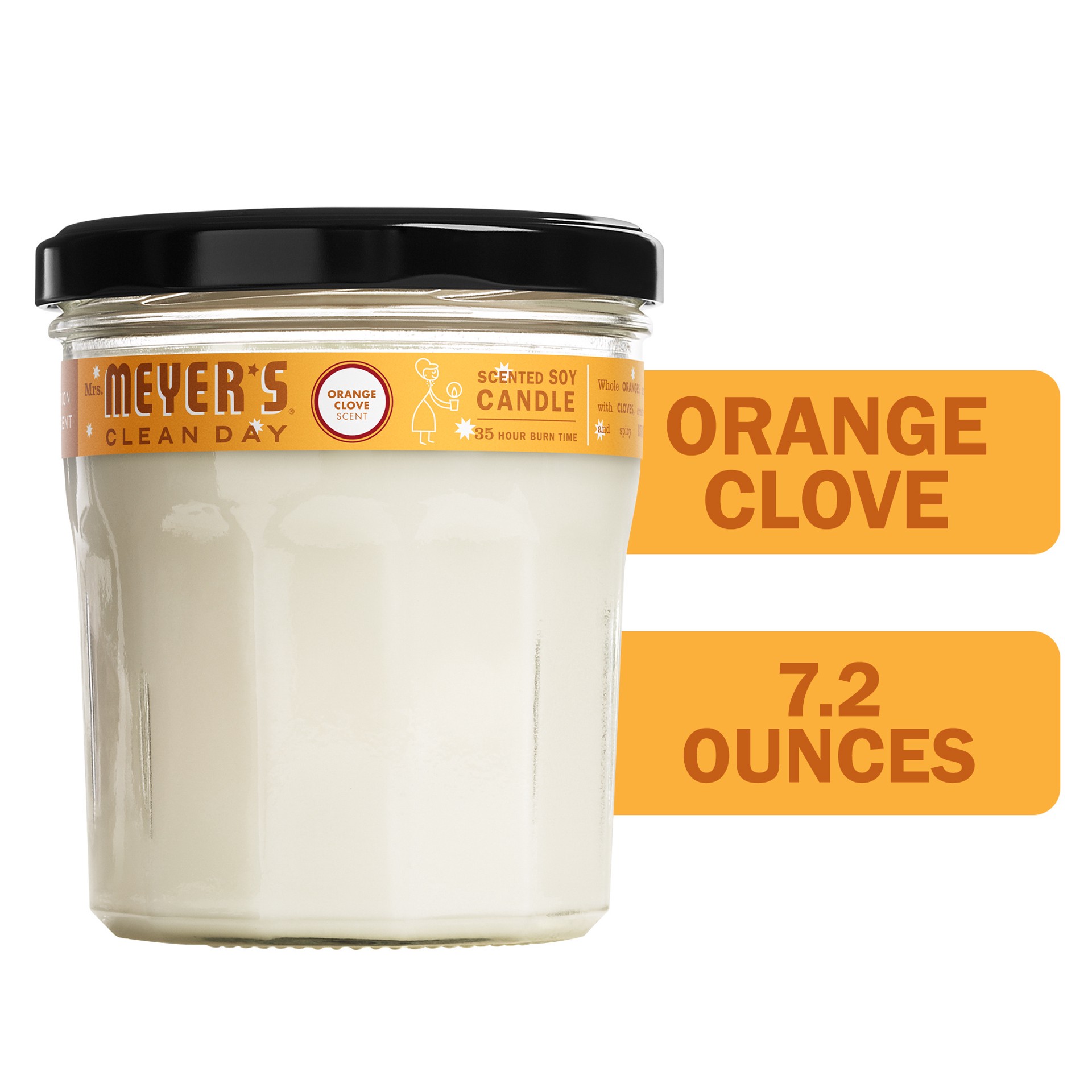 slide 7 of 10, Mrs. Meyer's Clean Day Scented Soy Candle, Large, Orange Clove Scent, 7.2 Ounce Candle, 7.2 oz