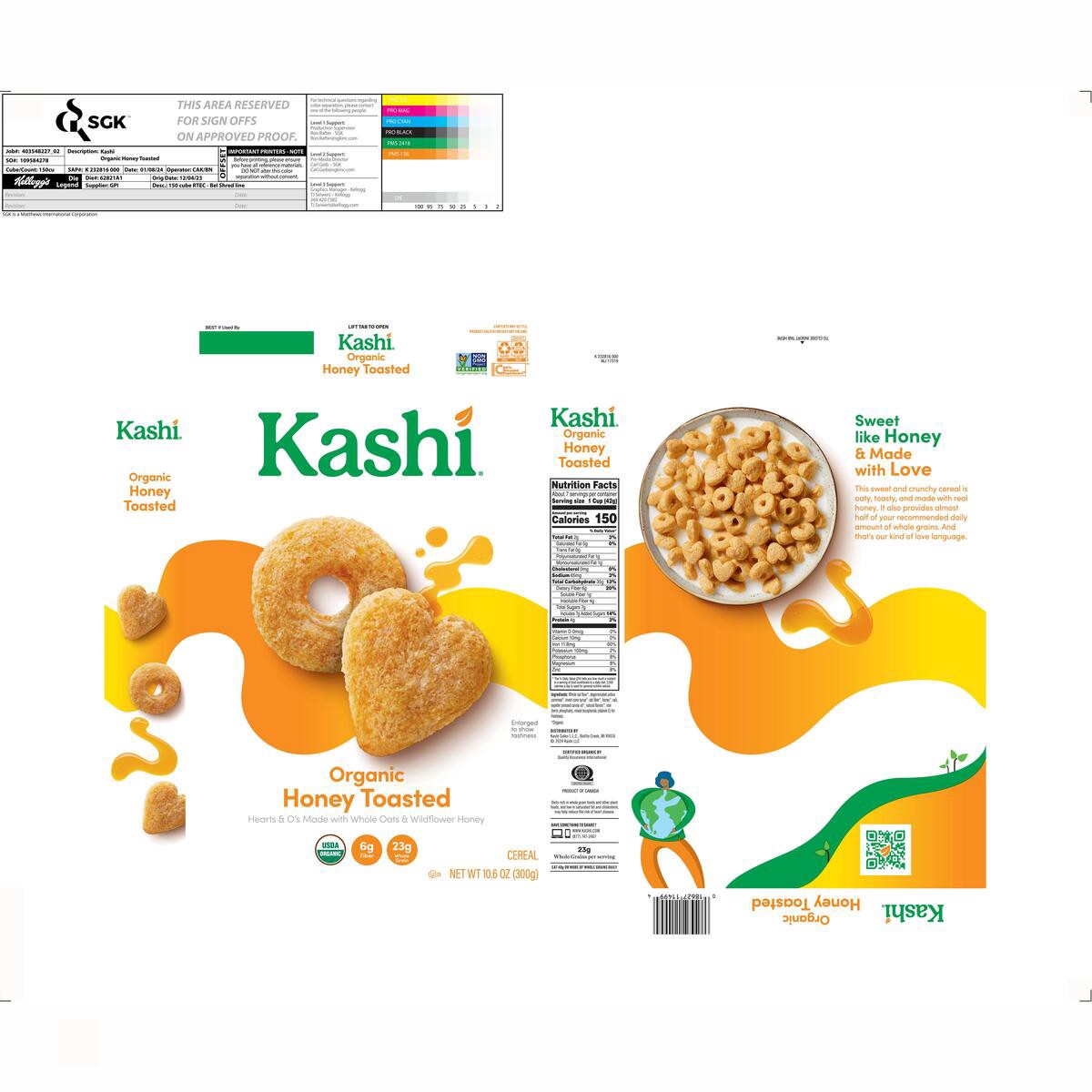 slide 3 of 13, Kashi Breakfast Cereal Organic Honey Toasted Oat, Family Breakfast, Box, 10.6 oz