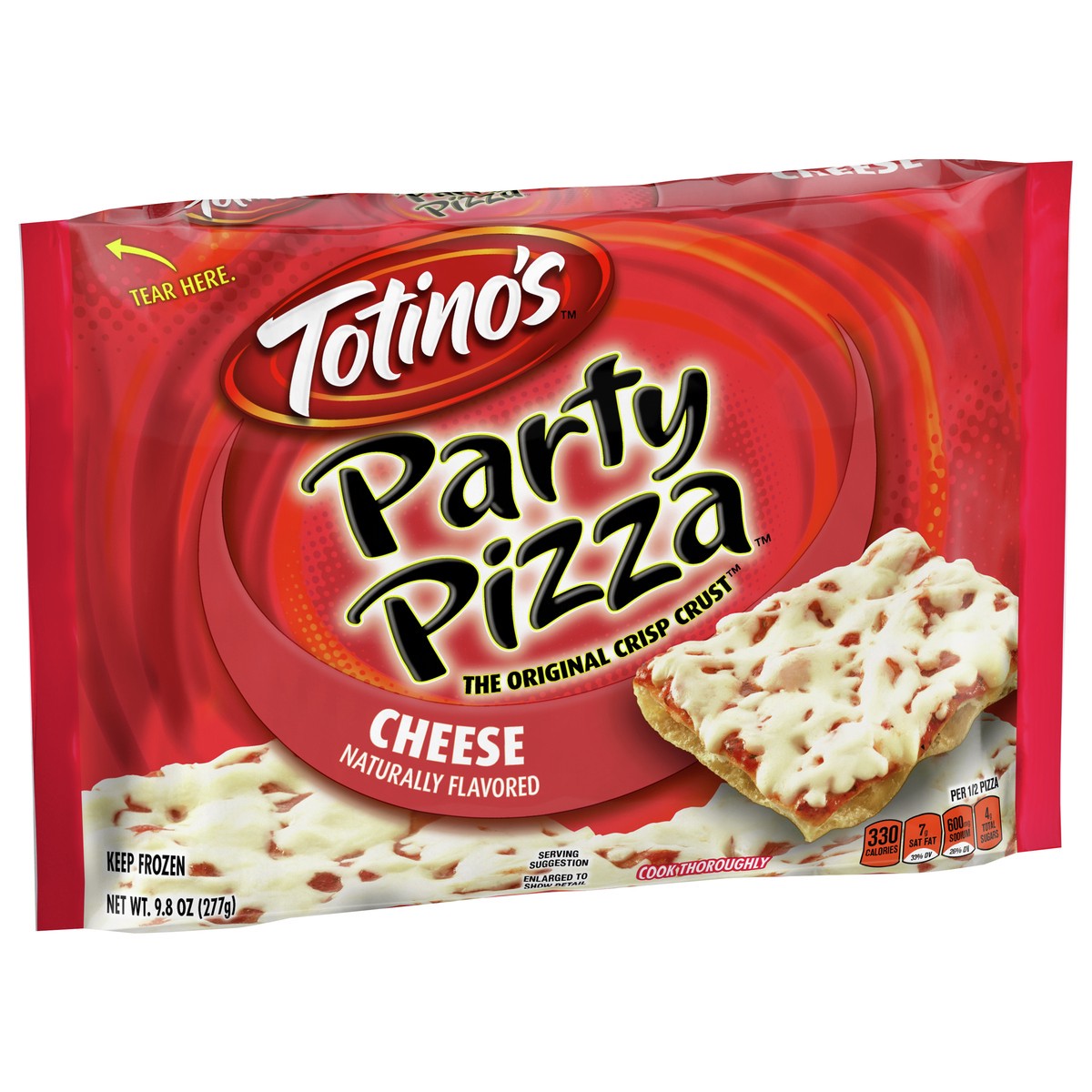 slide 5 of 9, Totino's Party Pizza, Cheese Flavored, Frozen Snacks, 2 Servings, 1 ct, 9.8 oz