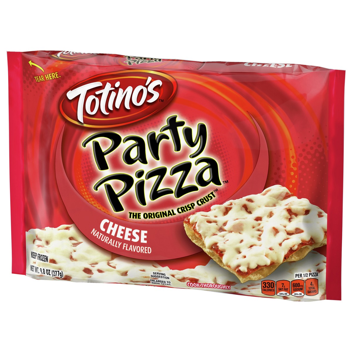 slide 6 of 9, Totino's Party Pizza, Cheese Flavored, Frozen Snacks, 2 Servings, 1 ct, 9.8 oz