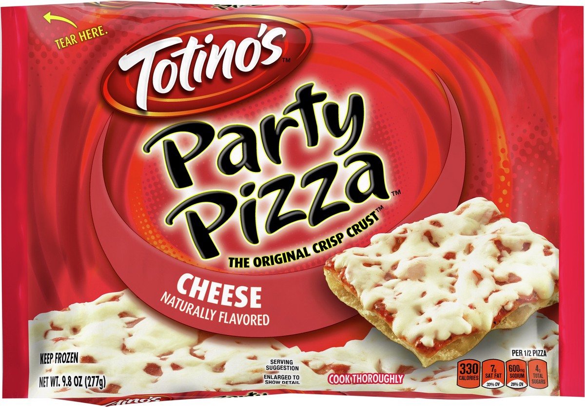 slide 2 of 9, Totino's Party Pizza, Cheese Flavored, Frozen Snacks, 2 Servings, 1 ct, 9.8 oz