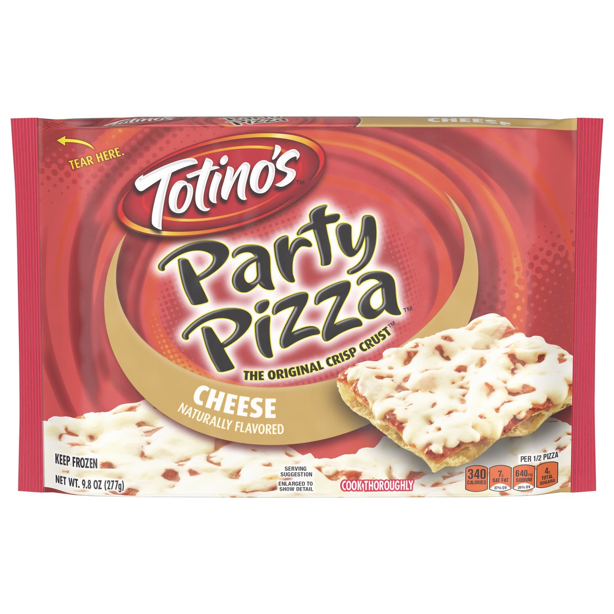 slide 1 of 9, Totino's Party Pizza, Cheese Flavored, Frozen Snacks, 2 Servings, 1 ct, 9.8 oz