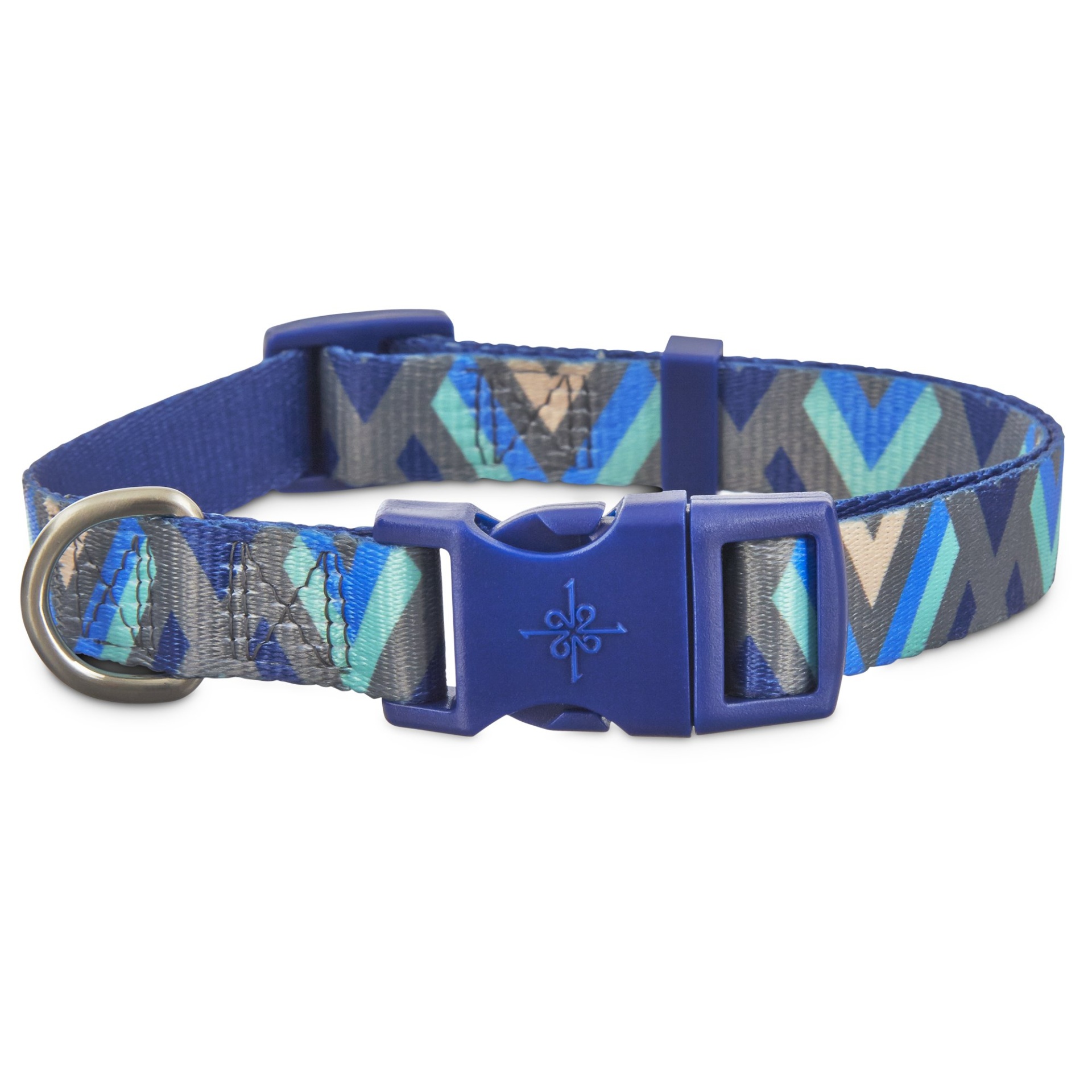 slide 1 of 1, Good2Go Blue Chevron Dog Collar, MED