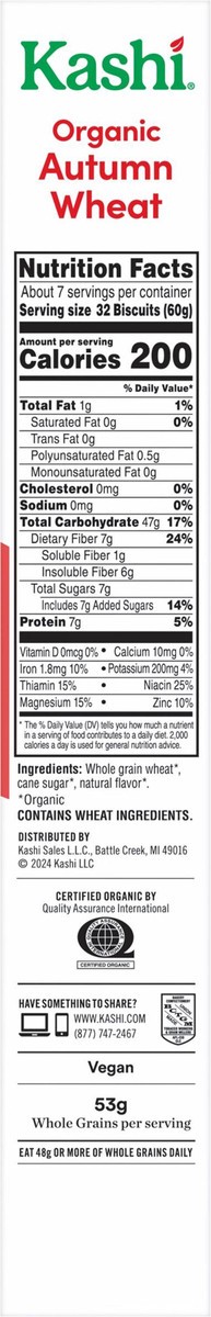 slide 9 of 12, Kashi Breakfast Cereal, Family Breakfast, Organic Fiber Cereal, Autumn Wheat, (1 Box) - 14 oz, 14 oz