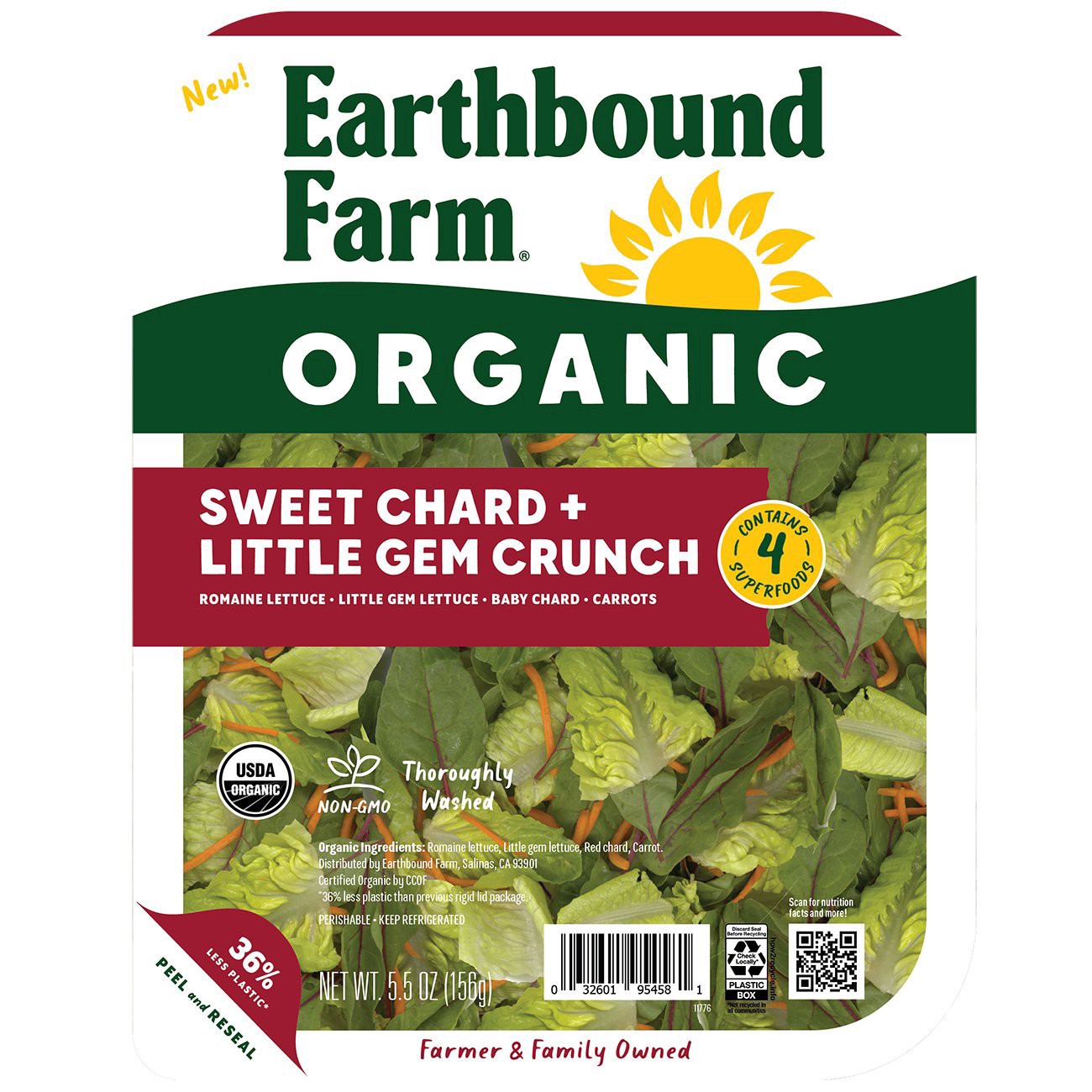 slide 1 of 1, Earthbound Farm Organic Sweet Chard Little Gem Crunch, 5.5 oz
