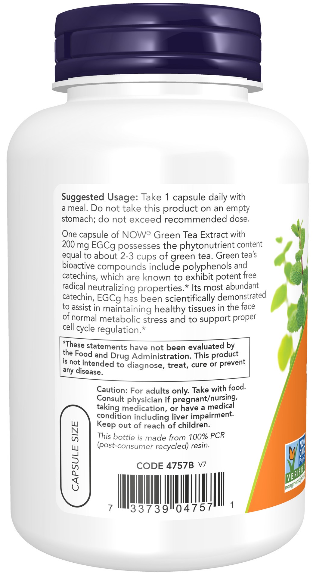 slide 4 of 4, NOW EGCg Green Tea Extract 400 mg - 180 Veg Capsules, 180 ct