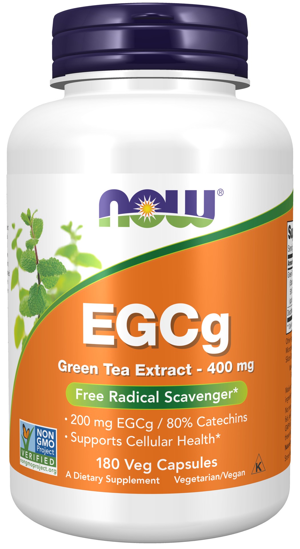 slide 1 of 4, NOW EGCg Green Tea Extract 400 mg - 180 Veg Capsules, 180 ct