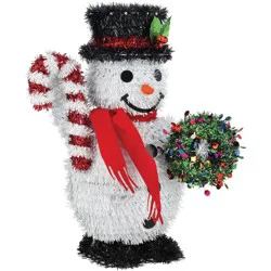 FC Young 3D Tinsel Snowman with Wreath Holiday Dcor