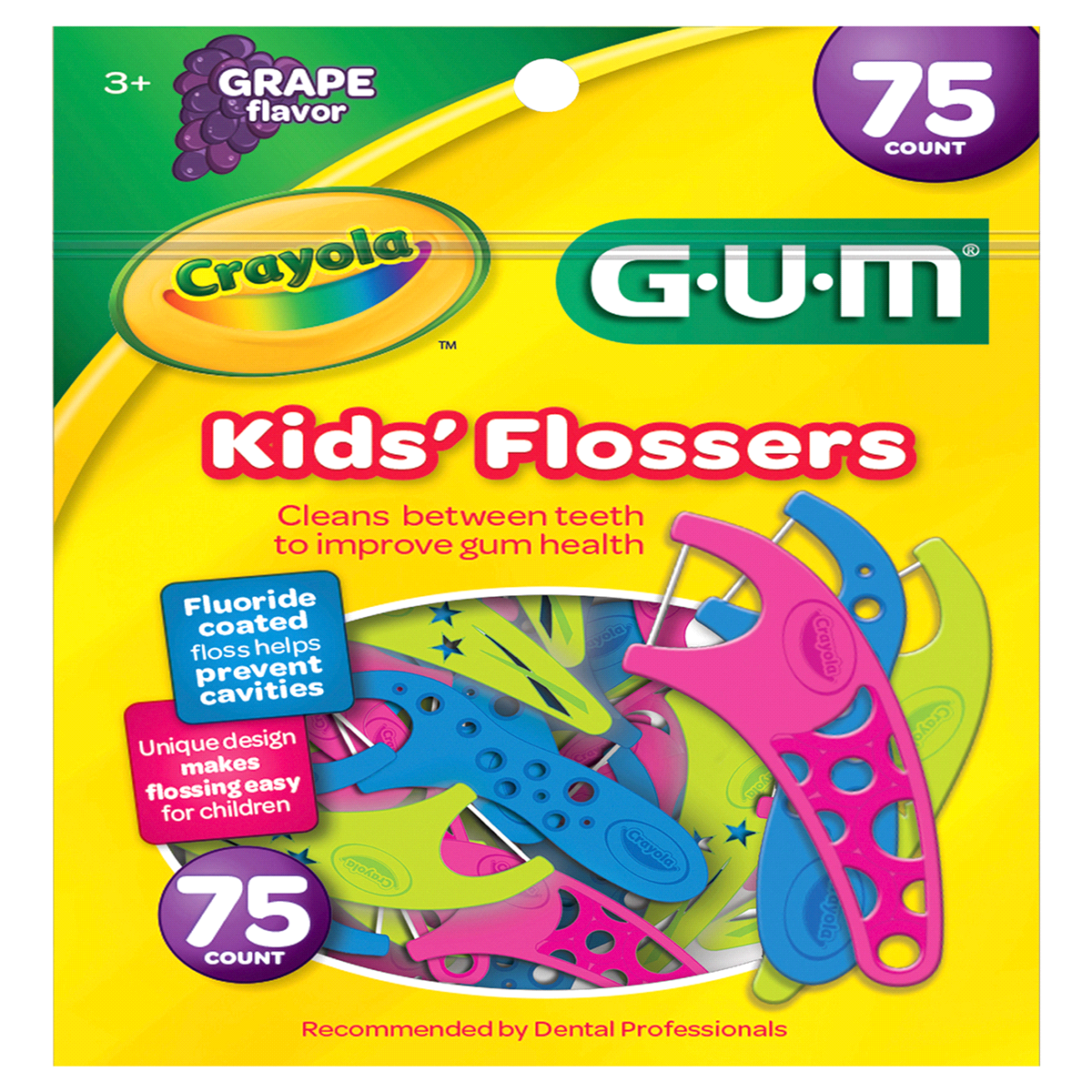 slide 1 of 1, G-U-M Crayola Kids' Flossers, 75 ct