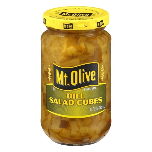 slide 1 of 6, Mt. Olive Dill Salad Cubes Pickles 12 Ounces, 12 oz