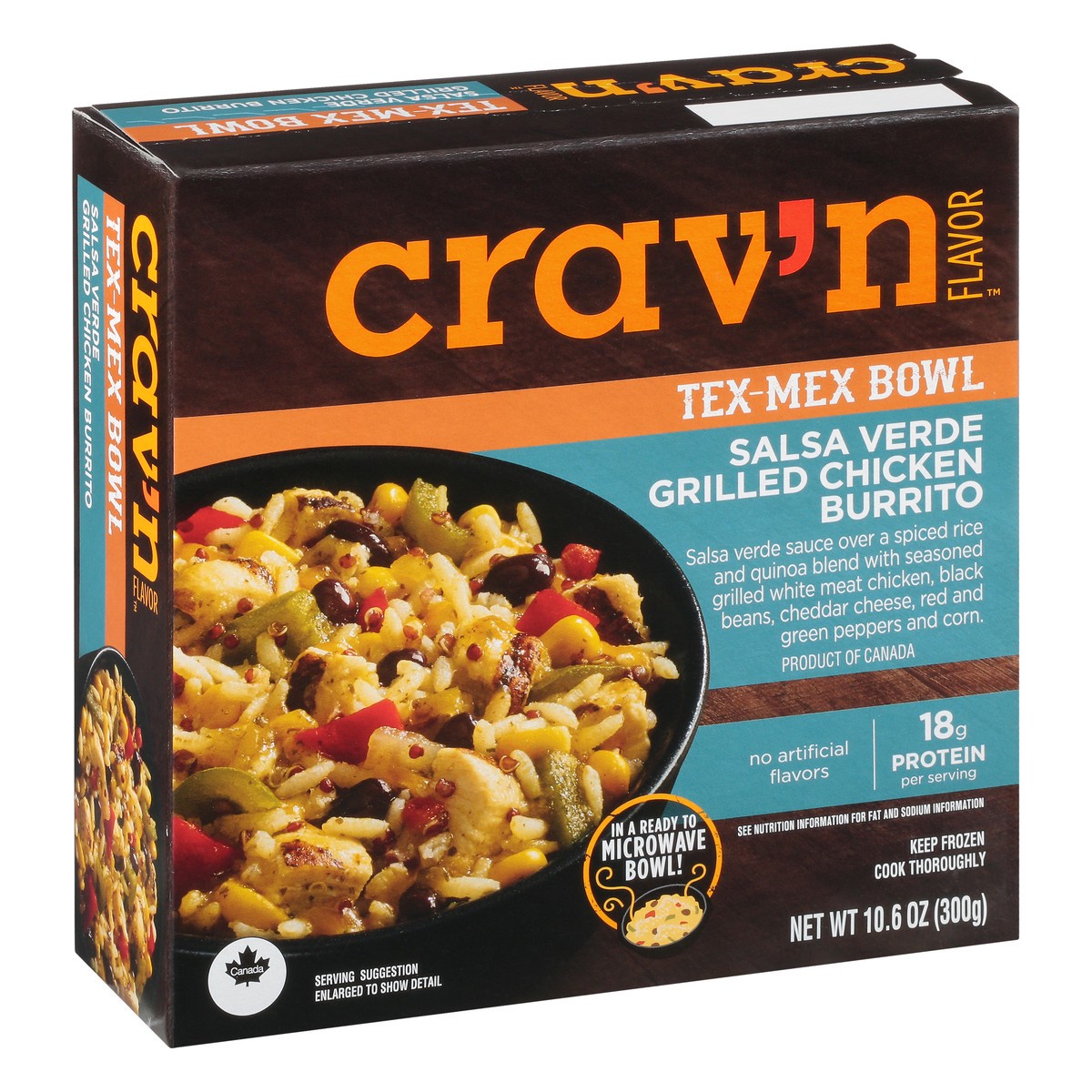 slide 8 of 9, Crav'n Flavor Salsa Verde Grilled Chicken Burrito Tex-Mex Bowl 10.6 oz, 10.6 oz