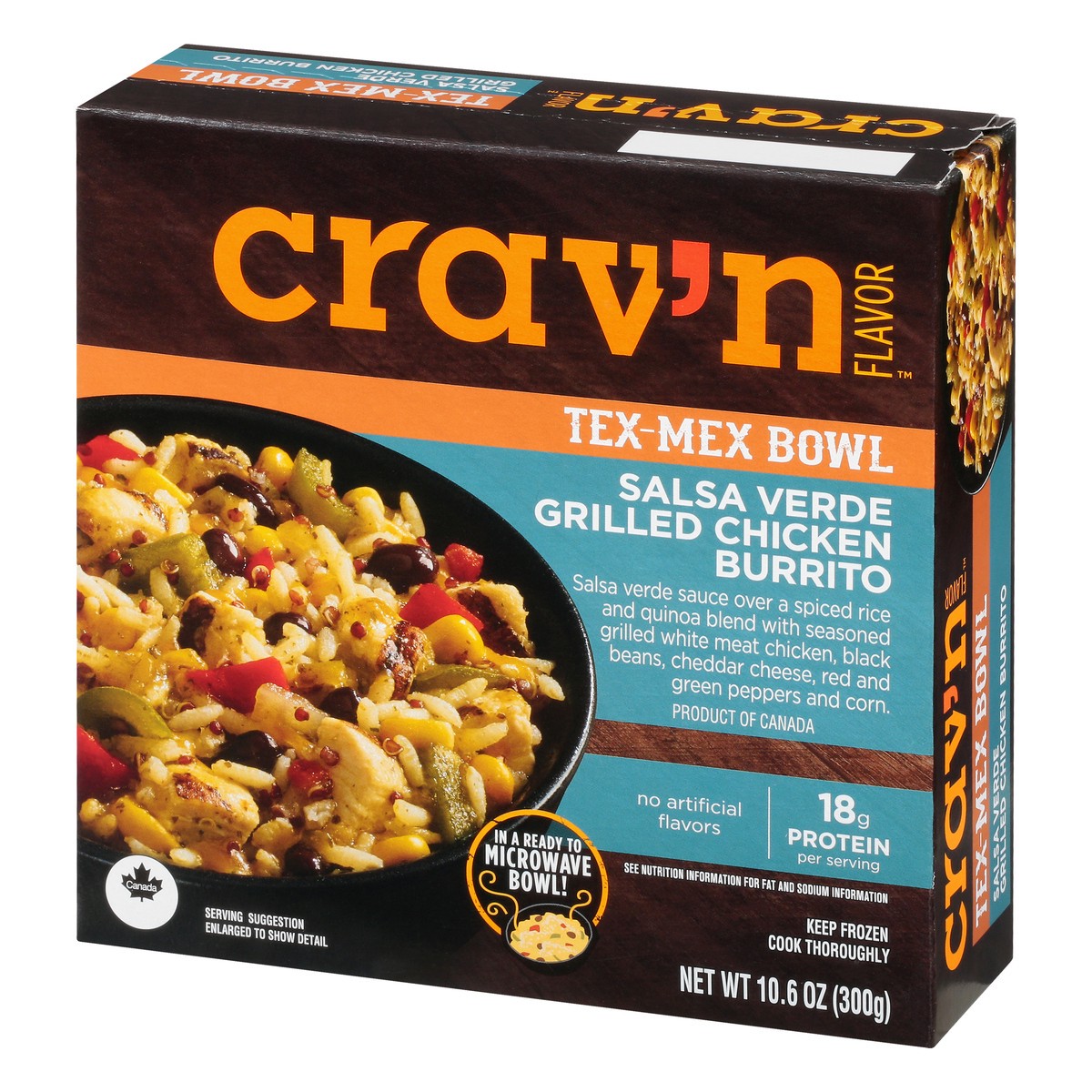slide 2 of 9, Crav'n Flavor Salsa Verde Grilled Chicken Burrito Tex-Mex Bowl 10.6 oz, 10.6 oz