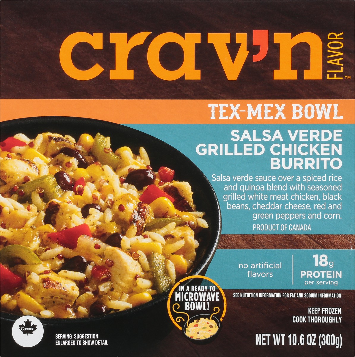 slide 1 of 9, Crav'n Flavor Salsa Verde Grilled Chicken Burrito Tex-Mex Bowl 10.6 oz, 10.6 oz