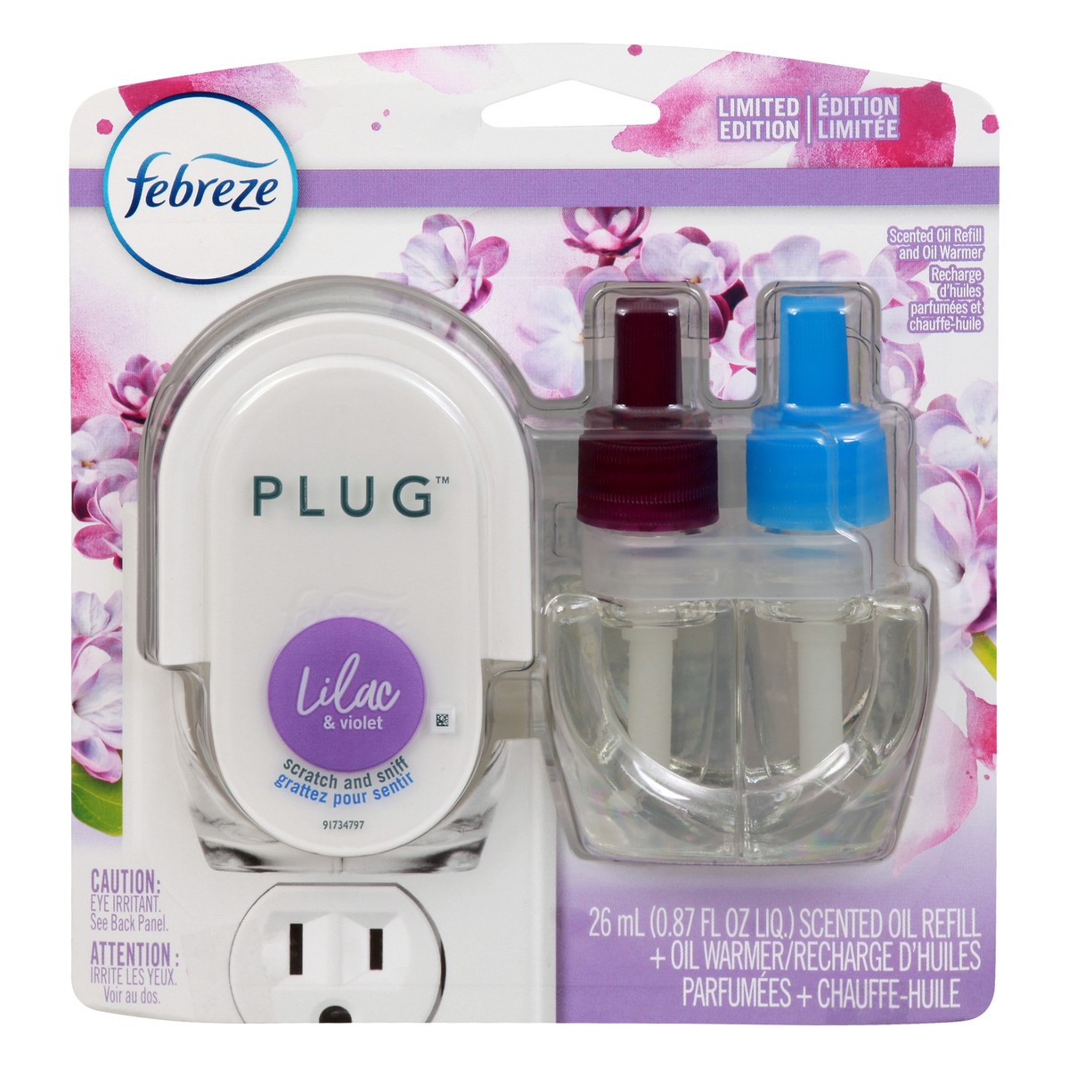 slide 1 of 9, Febreze Lilac & Violet Scented Oil Refill and Oil Warmer 1 ea, 1 ct