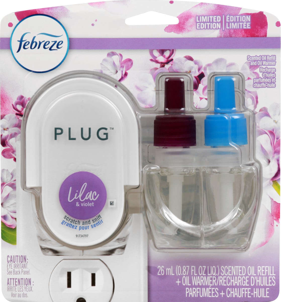 slide 1 of 9, Febreze Lilac & Violet Scented Oil Refill and Oil Warmer 1 ea, 1 ct