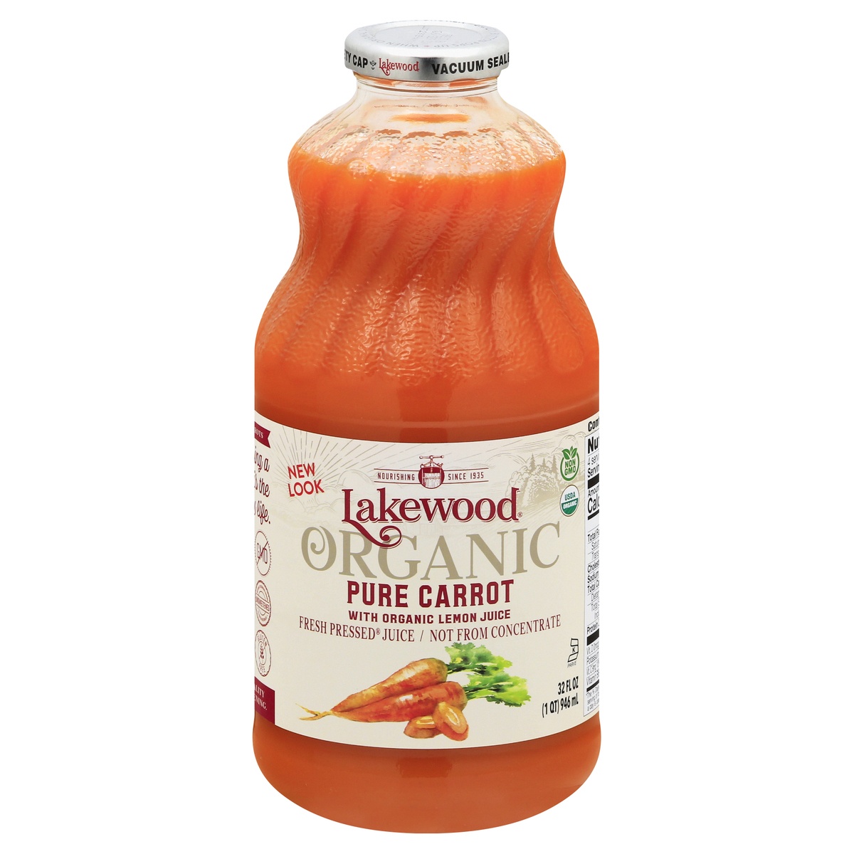 slide 1 of 4, Lakewood Juice Pure Carrot Org, 32 fl oz