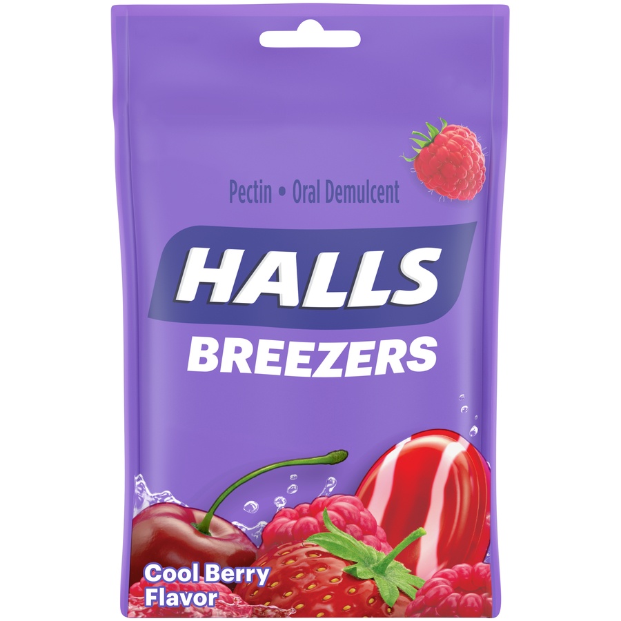 slide 2 of 6, Halls Breezers Cool Berry Throat Drops, 25 ct