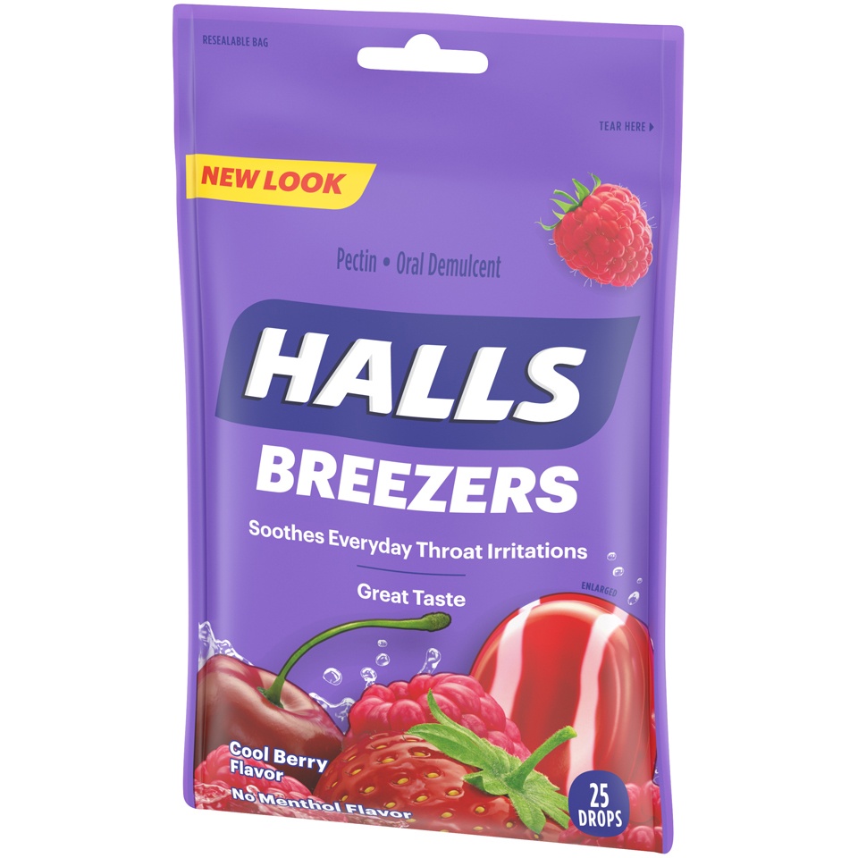 slide 4 of 6, Halls Breezers Cool Berry Throat Drops, 25 ct