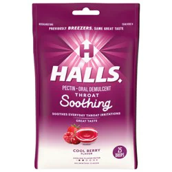 HALLS Throat Soothing Cool Berry Throat Drops, 25 Drops