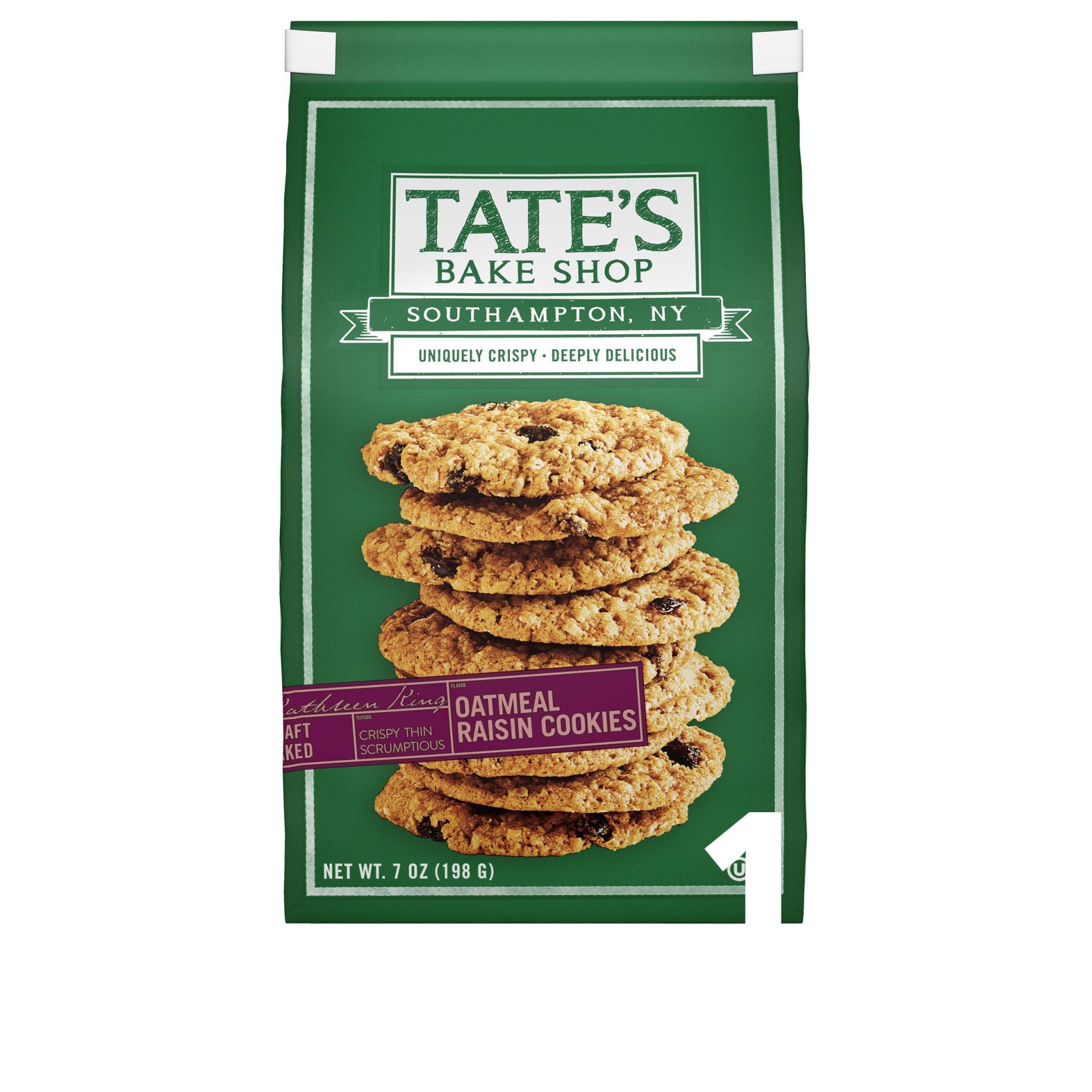 slide 1 of 2, Tate's Bake Shop Oatmeal Raisin Cookies, 7 oz