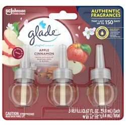 Glade PlugIns Scented Oil 3 Refills, Air Freshener, Apple Cinnamon, 3 x 1.34 oz