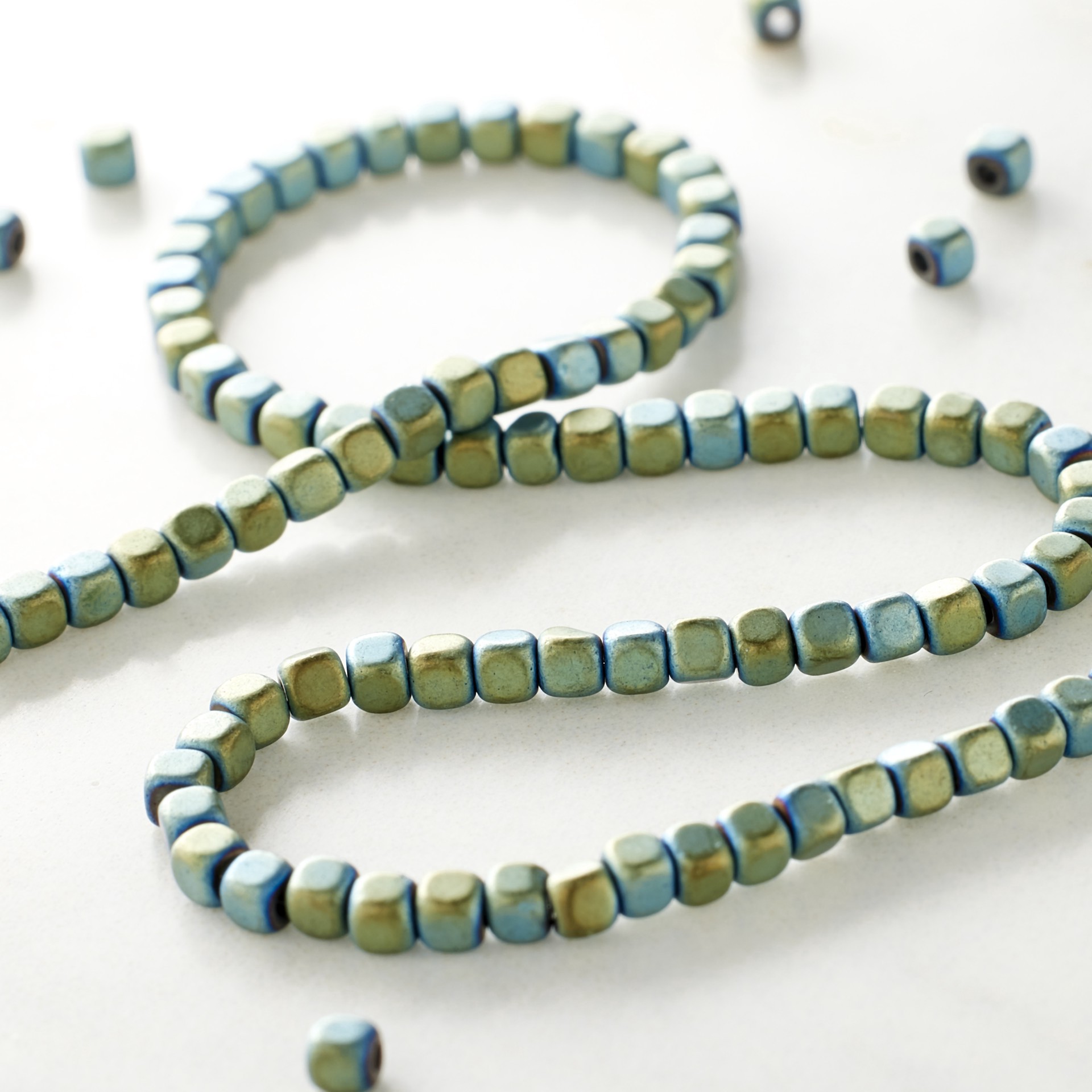 slide 3 of 3, Aqua Hematite Cube Beads, 3mm By Bead Landing, 3 mm