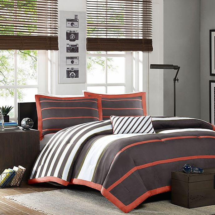 slide 1 of 5, Mi Zone Ashton Stripe Printed Twin/Twin XL Comforter Bedding Set - Grey, 1 ct