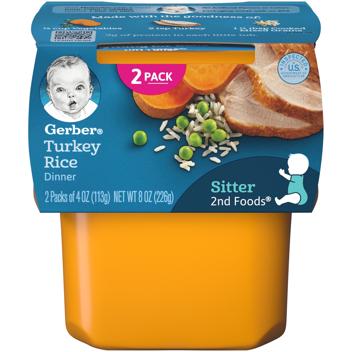 slide 1 of 1, Gerber 2nd Foods, Turkey & Rice, 2 ct; 4 oz