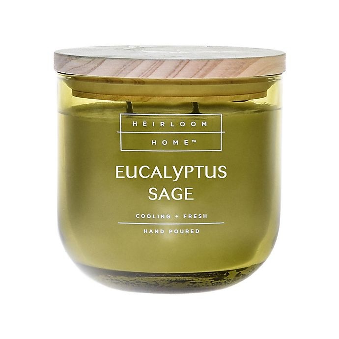 slide 1 of 2, Heirloom Home Eucalyptus Sage Jar Candle with Wood Lid, 14 oz