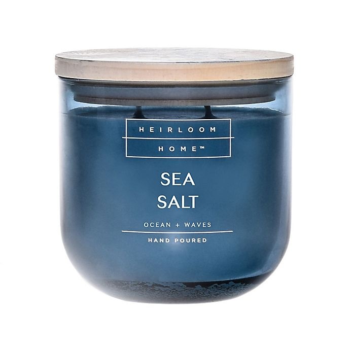 slide 1 of 2, Heirloom Home Sea Salt Jar Candle with Wood Lid, 14 oz