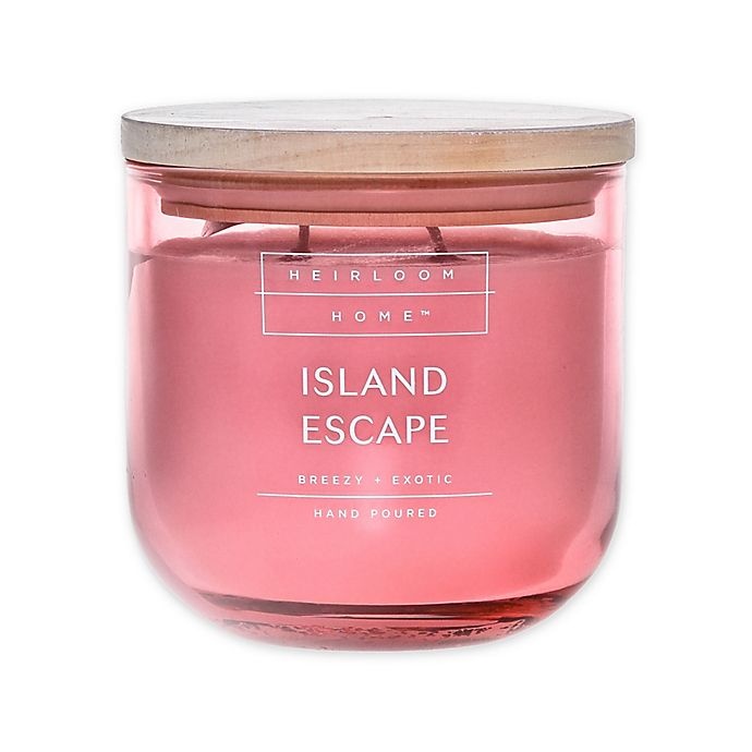 slide 1 of 2, Heirloom Home Island Escape Jar Candle with Wood Lid, 14 oz