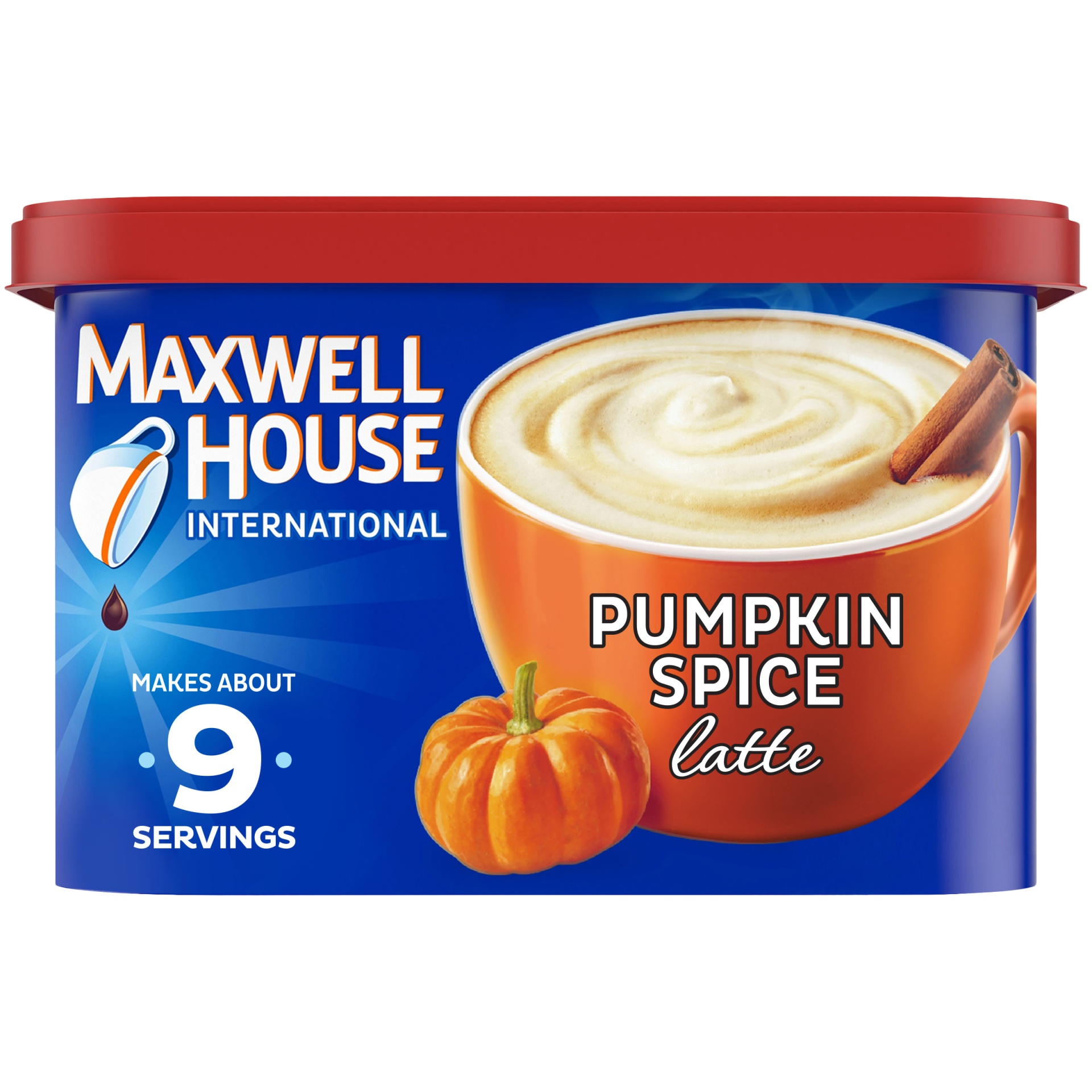 slide 1 of 1, Maxwell House International Pumpkin Spice Latte Caf-Style Beverage Mix ister, 9 oz