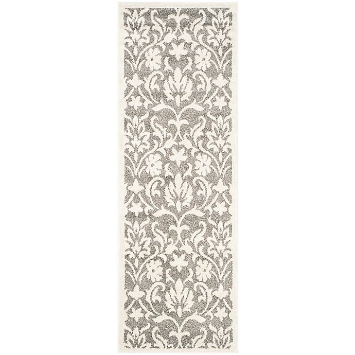 slide 1 of 4, Safavieh Amherst Floral Filigree Indoor/Outdoor Runner - Dark Grey/Beige, 2 ft 3 in x 7 ft