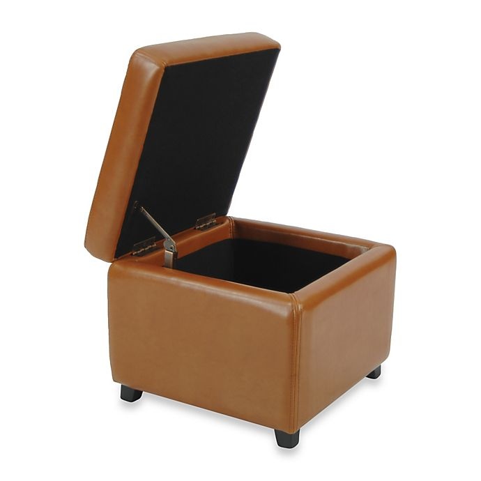 slide 2 of 2, Safavieh Hudson Leather Jonathan Storage Ottoman - Saddle, 1 ct