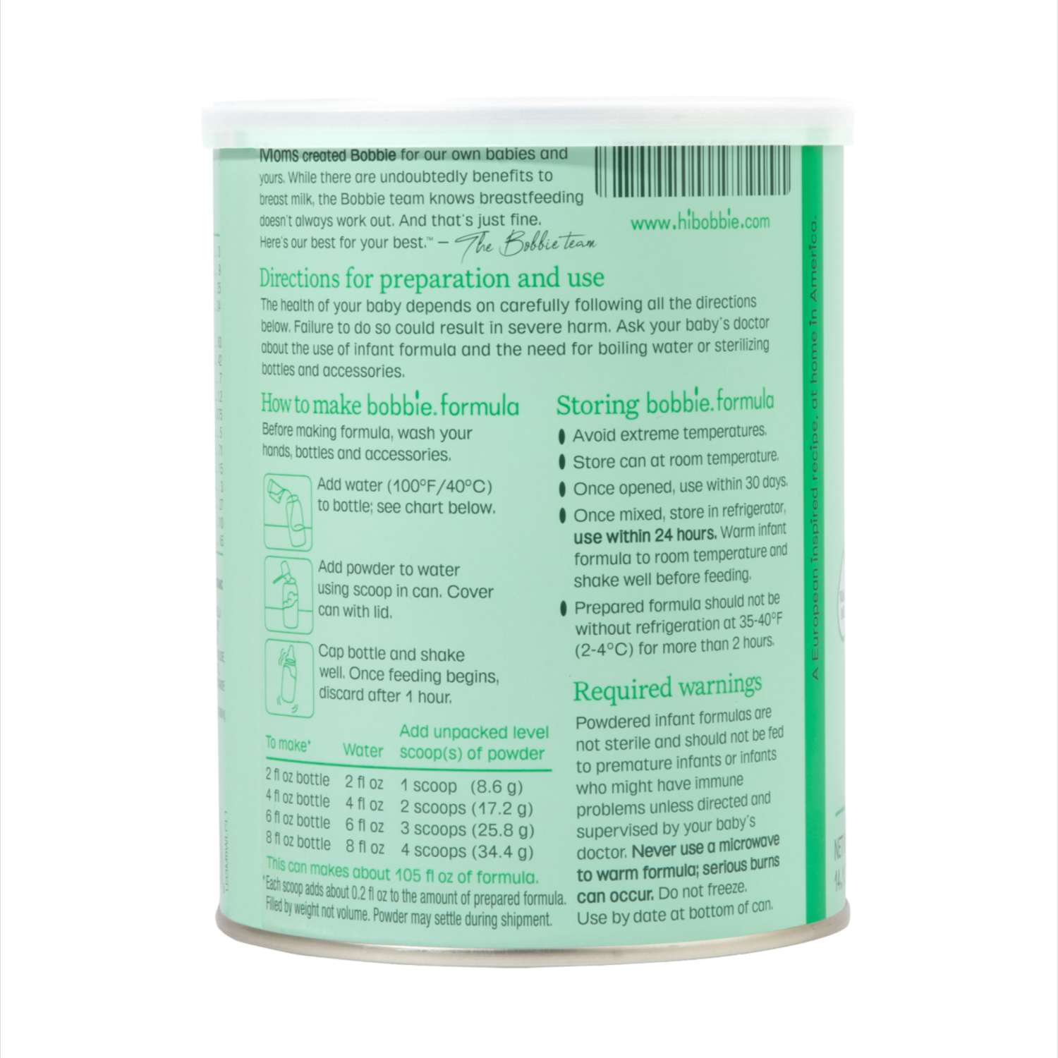 slide 4 of 8, Bobbie Grass Fed Whole Milk Infant Formula 14.1oz., 14.1 oz