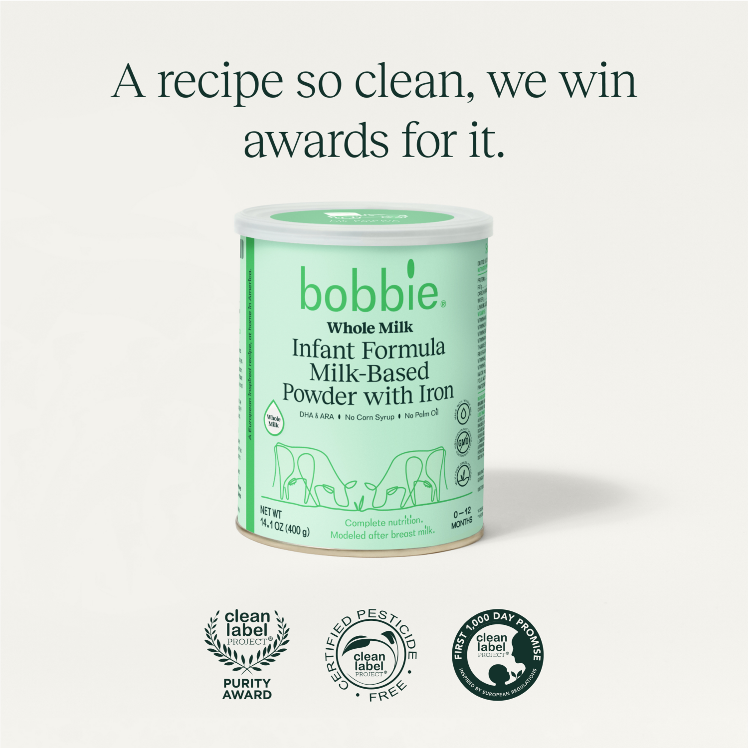 slide 5 of 8, Bobbie Grass Fed Whole Milk Infant Formula 14.1oz., 14.1 oz